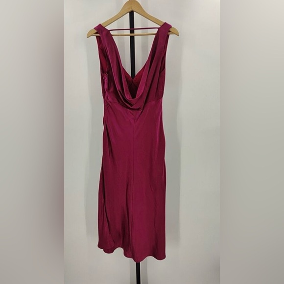 NWT - Lulus Incredible Love Magenta Pink Satin Cowl Back Midi Slip Dress - Picture 5 of 8